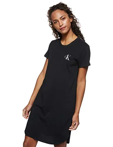 Calvin Klein S/s Nightshirt Camicia da Notte, Nero (Black 001), Small Donna