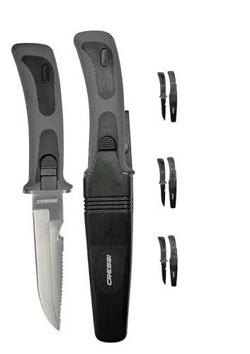 Cressi Vigo Knife, Coltello Professionale Subacqueo per Immersioni e Apnea Unisex – Adulto, Nero/Grigio Lama Silver, 23.5 cm