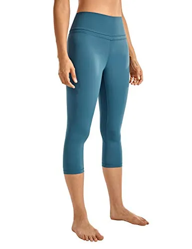 CRZ YOGA Donna Vita Alta Yoga 3/4 Capri Pantaloni Sportivi Leggings con Tasche Sensazione Nuda -48cm Blu petrolio-R418 44