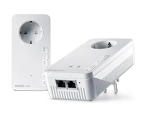 Devolo Magic 2 WiFi 6 Starter Kit, adattatore powerline WiFi - fino a 2.400 Mbps, punto d'accesso WiFi Mesh, 2X connessione Gigabit LAN dLAN 2.0, bianco