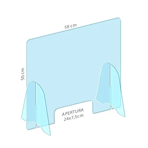 Parafiato in plexiglass,Protezione In Plexiglass Anticontagio Trasparente - 58x50cm - Presidio Di Sicurezza