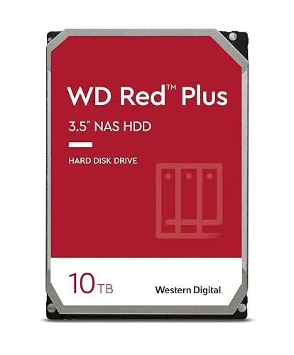 WD Red Plus 10TB per NAS Hard Disk interno da 3.5”, 7200 RPM Class, SATA 6 GB/s, CMR, Cache da 256 MB, Garanzia 3 anni