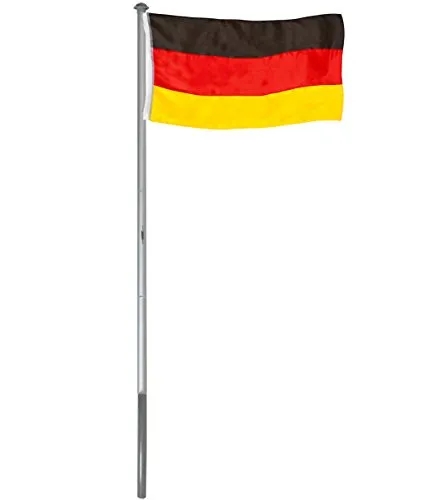 Brubaker - Bandiera della Germania con asta da 6 metri in alluminio dimensioni: 150 x 90 cm