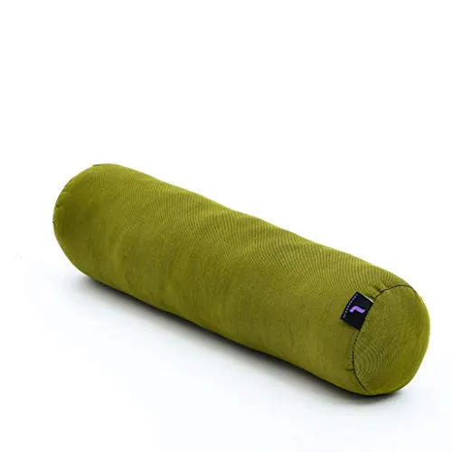 LEEWADEE Yoga Bolster Piccolo: Supporto per Pilates Allungato e Cuscino da Meditazione, Realizzato a Mano in kapok Naturale, 50 x 15 x 15 cm, Verde