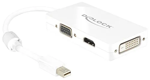 DeLOCK Adapter Mini Displayport 1.1 Maschio> VGA/HDMI/DVI Femmina Bianco passivo