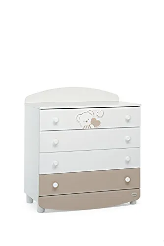 Foppapedretti Dolcecuore Cassettiera, ‎91 x 50 x 100 cm, 48 Kg, Bianco/Beige