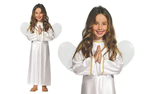 GUIRMA Costume tunica angelo bambino con ali (5-6 anni)