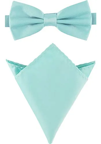 Ladeheid Set Papillon e Fazzoletto Taschino Uomo M/P (12cm x 6cm, 22cm x 22cm, Menta)