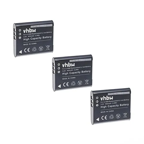 vhbw 3x batteria sostituisce Olympus Li-90B, Li-92B per fotocamera digitale DSLR (900mAh, 3,6V, Li-Ion)