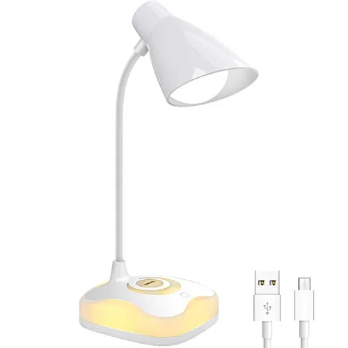 Lampada da Tavolo, OMERIL Lampada da Scrivania con Luce Calda alla Base, Ricaricabile Lampada da Scrivania a LED con Sensore Touch e 3 Livelli di luminosità per Studio, Lettura, Cameretta di Bambini