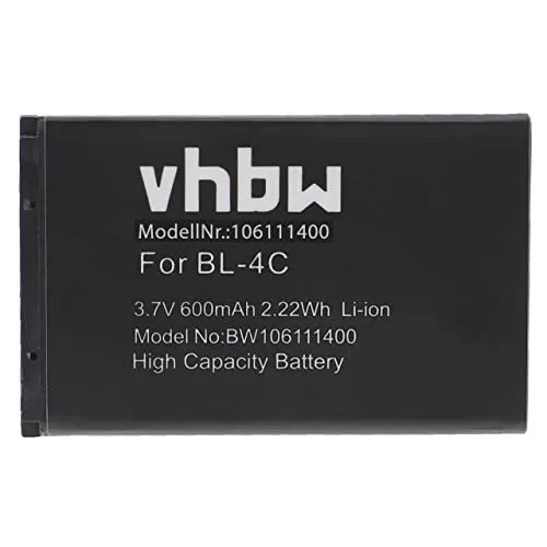 vhbw batteria sostituisce Brondi W11, W3 per smartphone cellulare (600mAh, 3,7V, Li-Ion)