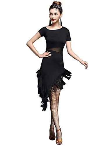 besbomig Sexy Nappa Vestito da Ballo Latino Donna Festa Competizione Dancewear - Ballroom Salsa Samba Tango Costume Danza da Ballo