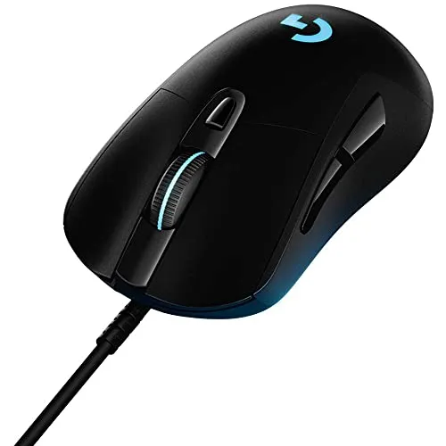 Logitech G403 Mouse Gaming, Sensore HERO 25K, LIGHTSYNC RGB, Leggero 87 g + 10 g Opzionale, 25.600 DPI, Impugnature Laterali in Gomma, PC/Mac - Nero