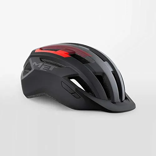 MET Casco All Nero Rosso S(52-56), Adulti Unisex, Multicolore (Road)