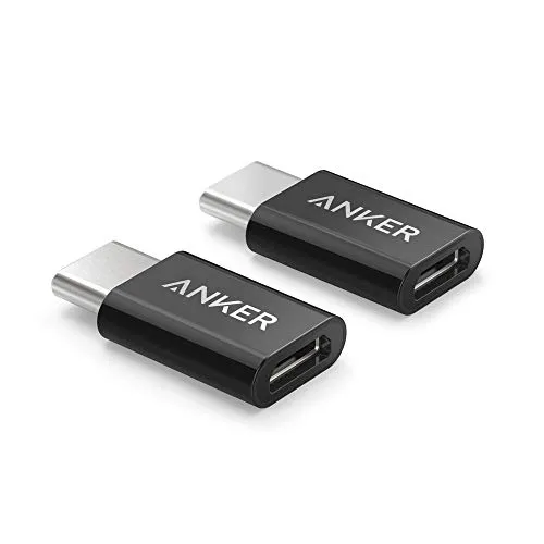 Anker [Confezione da 2] Adattatore USB-C a Micro USB. Converte la Porta USB-C in Micro USB, con Resistenza 56k, per MacBook, ChromeBook Pixel, Nexus 5X, Nexus 6P, Nokia N1, OnePlus 2 e Altri.
