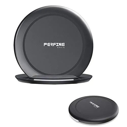 PERFINE Portatile Caricabatterie Wireless - Stand & Pad, Rapida Caricatore Wireless 10W Caricabatterie a Induzion per iPhone 11/11Pro/XS Max/XR/XS/8/8 Plus, Samsung Galaxy S10/S9/S9+ /S8/S8+ etc.