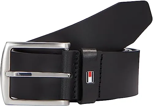 Tommy Hilfiger Cintura Uomo New Denton 4.0 Belt Cintura in Pelle, Nero (Black), 115