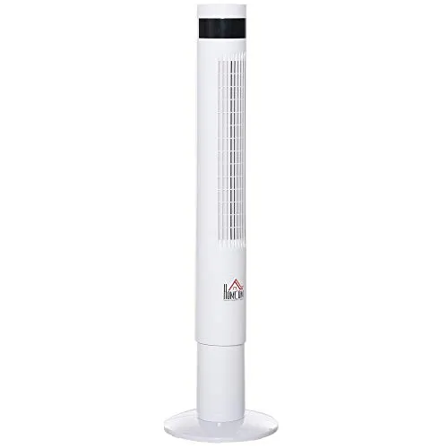 HOMCOM Ventilatore a Colonna Piantana Rotonda, Oscillante 85° con Telecomando e Timer 12h, 3 Velocità e 3 Programmi, Bianco, 50W, Φ30 x 110cm