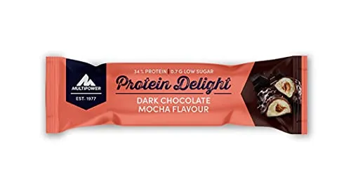 Multipower Barretta Proteica - Protein Delight con più del 30% di Proteine e 0,7 g di Zuccheri - Perfetta come snack o dopo l´allenamento - Confezione 18 x 35 g - Gusto Cioccolato Fondente e Caffè