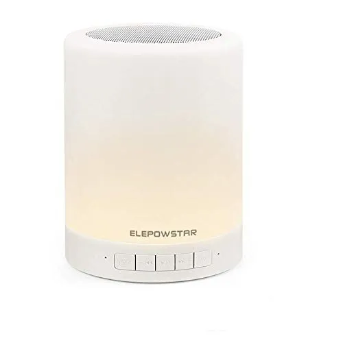 Lampada Altoparlante Bluetooth, ELEPOWSTAR Lampada da Comodino Touch Dimmerabile 7 Colore & 3 Leva di Luminosità, Cassa Portatile Bluetooth FM Audio/Micro SD Card/USB, Lettore MP3, Chiamate Vivavoce