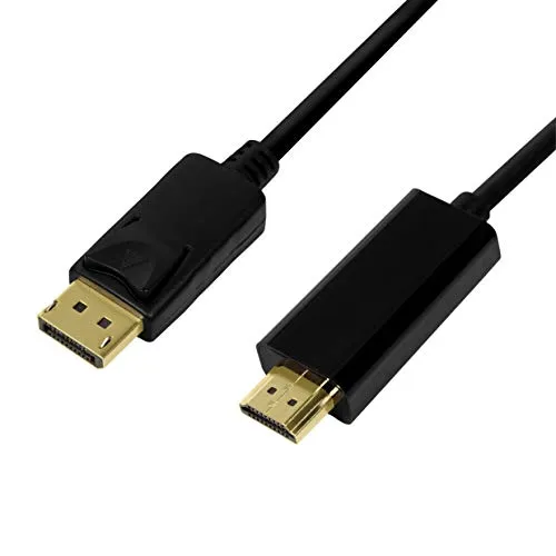 Cavo di collegamento DisplayPort 1.2 a HDMI ad alta velocità con Ethernet (1.4), 4 K per Full HD e 3D qualità con migliore trasmissione audio, 3 m