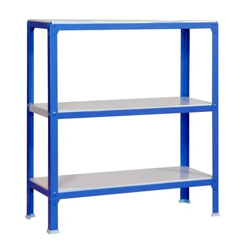 SimonRack 442100209901033 - Scaffalature metalliche senza viti (900 x 1000 x 300 mm, 150 kg / mensola, 3 ripiani metallici) blu / bianco