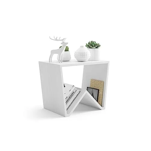 Mobili Fiver, Tavolino da salotto Emma, Bianco Frassino, Made in Italy