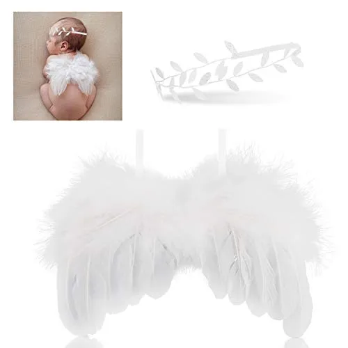 Hifot neonata fotografia prop, ali angelo bambin con Fascia per capelli set, bambino fotografia