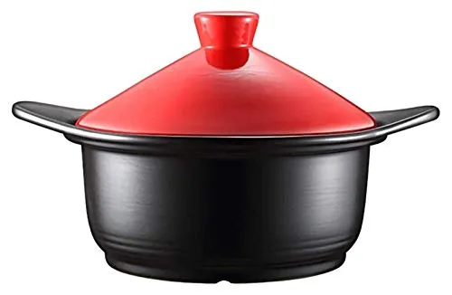 NC Pentola di Terracotta, per Cucinare Una Padella per minestre, fornello a Gas, brasiera in Ceramica, casseruola Resistente al Calore (Rosso, 3 Litri) (Rosso 4,5 Litri)