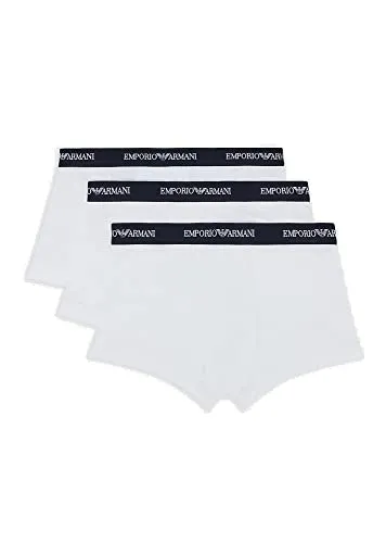 Emporio Armani Uomo 3-Pack Trunk Essential Core Logoband Boxer, Bianco, M