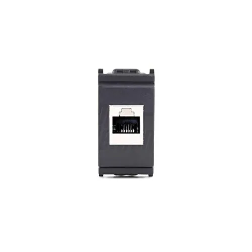 Frutto rj45 UTP cat.5e compatibile vimar idea presa modulare 8 poli per cavi ethernet connessione a crimpare senza attrezzi, colore nero