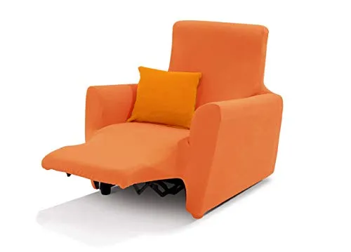 BIANCHERIAWEB Copripoltrona Reclinabile Easy Long Sofa Cover in Tinta Unita Poltrona Arancio 120