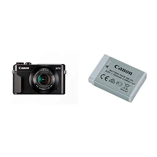 Canon PowerShot G7 X MARK II Fotocamera Compatta Digitale da 20.1 Megapixel, Wi-Fi, Nero/Antracite + Canon NB-13L Batteria Ricaricabile, Grigio