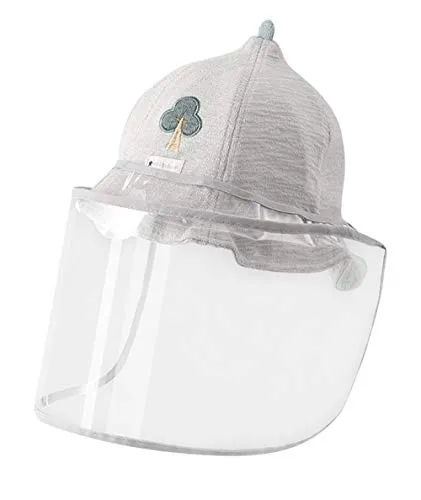 Happy Cherry - Cappello con Visiera Protettiva Trasparente Bambini Bambino Neonato Berretto da Pescatore Protettivo Facciale Rimovibile Estivo Anti-UV Anti-Fog Cappelli Protezione Solare - 0-6 Mesi