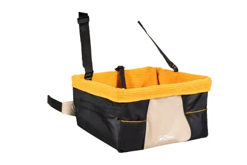Kurgo SkyBox - Seggiolino Auto per Cani, Trasportino Cane, Accessori per Cani, Include una Cintura Sicurezza - Nero/Arancione