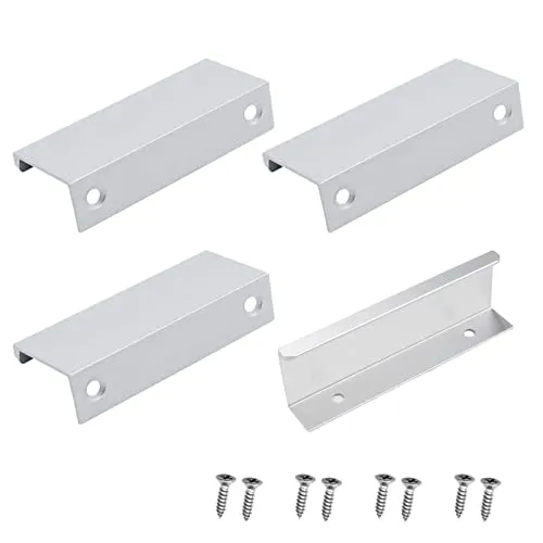 VIKSAUN 4Pz Porta del maniglie argento Alluminio maniglie da cucina 64mm Maniglie Nascoste per Armadietti con Viti Abbinate per porte, per casa, cassetti, armadi （d'argento）