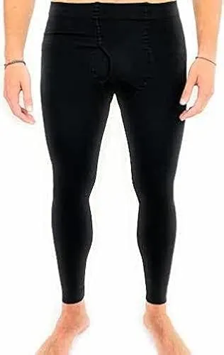 Calzamaglia Termica da Uomo Invernale Sport Lavoro Work Sci Montagna Leggings Intimo Felpata in Microfibra Pile Aperta Scaldamuscoli Fitness Running Sottotuta Moto Nero Tempo libero (XXL)