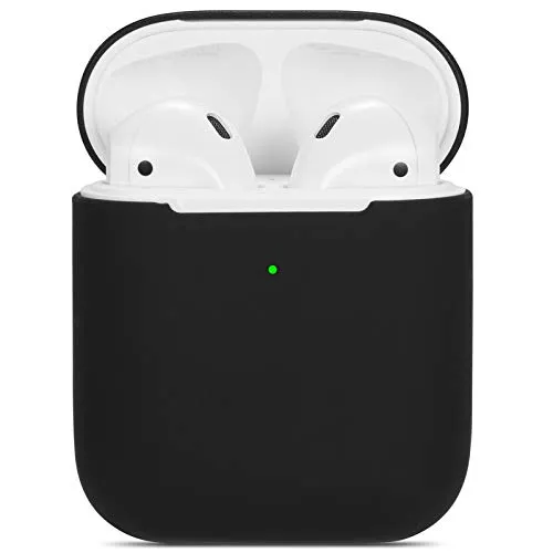 Custodia per Airpods compatibile con Watruer, custodia protettiva in silicone morbido ultrasottile antiurto per accessori di protezione antiscivolo per Apple Airpods 2 e 1 custodia di ricarica - nera