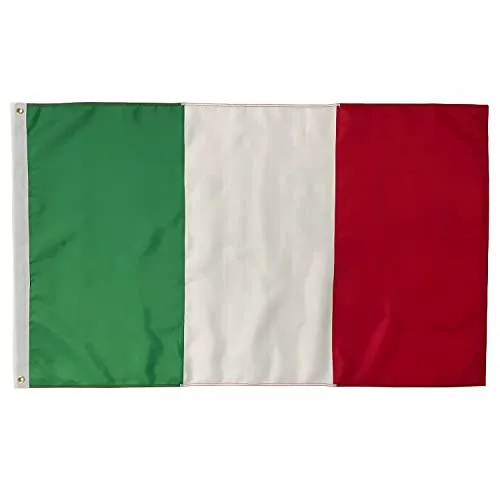 Qanmua Bandiera Italia 90x150 cm, Nylon Oxford 210D Protezione da vento e pioggia, alle intemperie con occhielli in ottone Bandiera Italia resistente für Interno ed Esterno