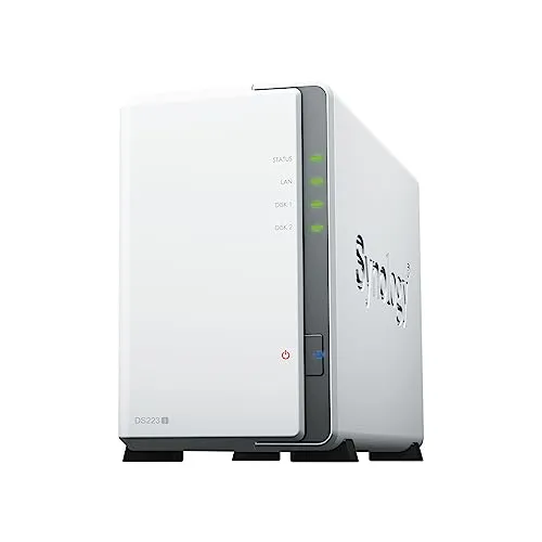 Synology DS223j - Discstation NAS a 2 bay (Realtek RTD1619B, 4 core, 1,7 GHz, 1 GB DDR4 Ram 1 porta LAN RJ-45 1 GbE) bundle con 2 dischi WD RED Plus HDD (WD30EFPX – 68C6CN0)