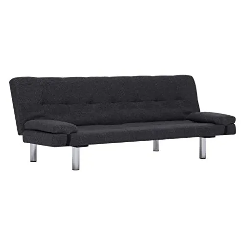 vidaXL Divano Letto con 2 Cuscini Regolabile Elegante Moderno per Ospiti Arredo Salotto Sofa Grigio Chiaro in Similpelle Telaio Legno Gambe Cromate