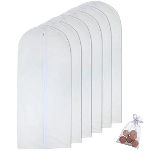 HomeClean Borsa Porta Abiti Borsa Lunga Trasparente Sacchetti per Indumenti Antipolvere e antitarm (60cmx 153cm + Cedar Balls, White)