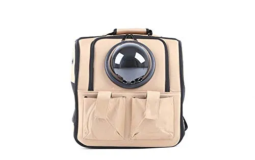 YMNL Zaino Gatto,Borsa per Animali Domestici, Panno di PVC + Oxford, Portatile e Traspirante, Zaino per Cani, Forniture per Animali Domestici,Beige