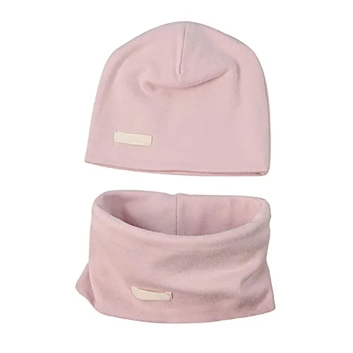 LACOFIA Set di Berretto e Sciarpa Colletto per Bambina Cappello a Maglia per neonata Cotone Cappello e Sciarpe Bandana da Bambina Rosa 3-7 Anni