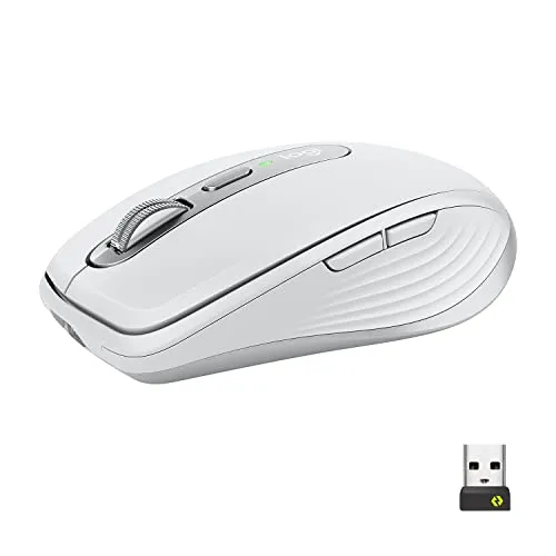 Logitech MX Anywhere 3 for Business -Mouse ad alte prestazioni –Wireless, scorrimento veloce, tracciamento su tutte le superfici, ricaricabile, Logi Bolt, Bluetooth, Windows/Mac/iPadOS -Grigio chiaro