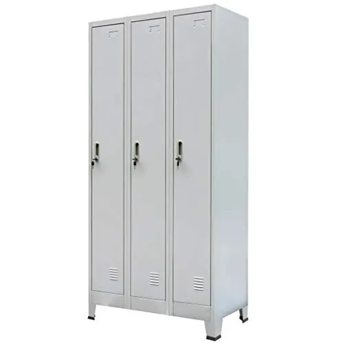 vidaXL Armadio da Uffcio a 3 Armadietti Acciaio 90x45x180 cm Grigio Schedario