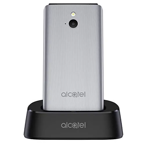 Alcatel 3082X - Telefono Cellulare 4G, Display 2.4" a Colori, Tasti Grandi, Basetta di Ricarica, Bluetooth, Fotocamera, Metallic Silver [Italia]
