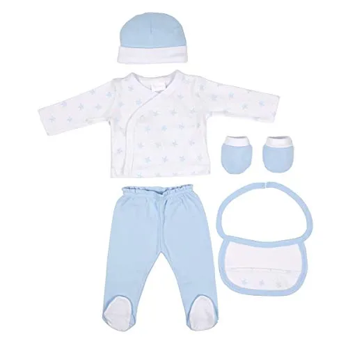 Set regalo 5 pezzi 100% cotone T 0-6 m blu