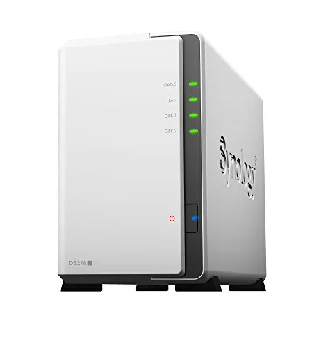 Synology, contenitore NAS, DS218J, 2 Bay, Desktop Seagate Ironwolf 4TB