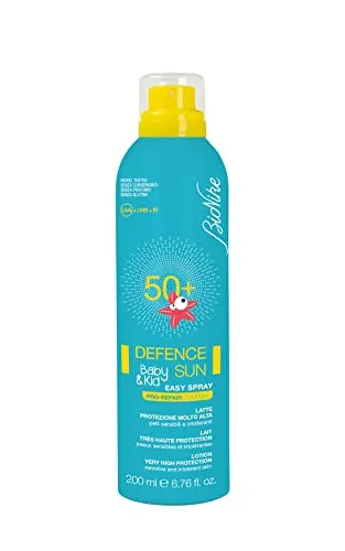 Bionike Defence Sun Baby & Kid - Latte Spray Solare per Bambino e Neonato SPF 50+, Azione Protettiva, Effetto Waterproof e Anti-sabbia, Lenisce e Ripara la Pelle, 200 ml